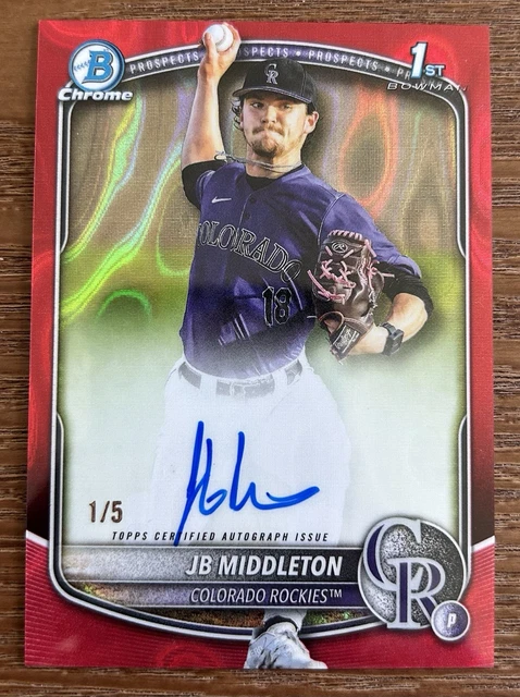 2025 Bowman Draft JB Middleton 1st Bowman Chrome Raywave Red Auto /5 #CPA-JM