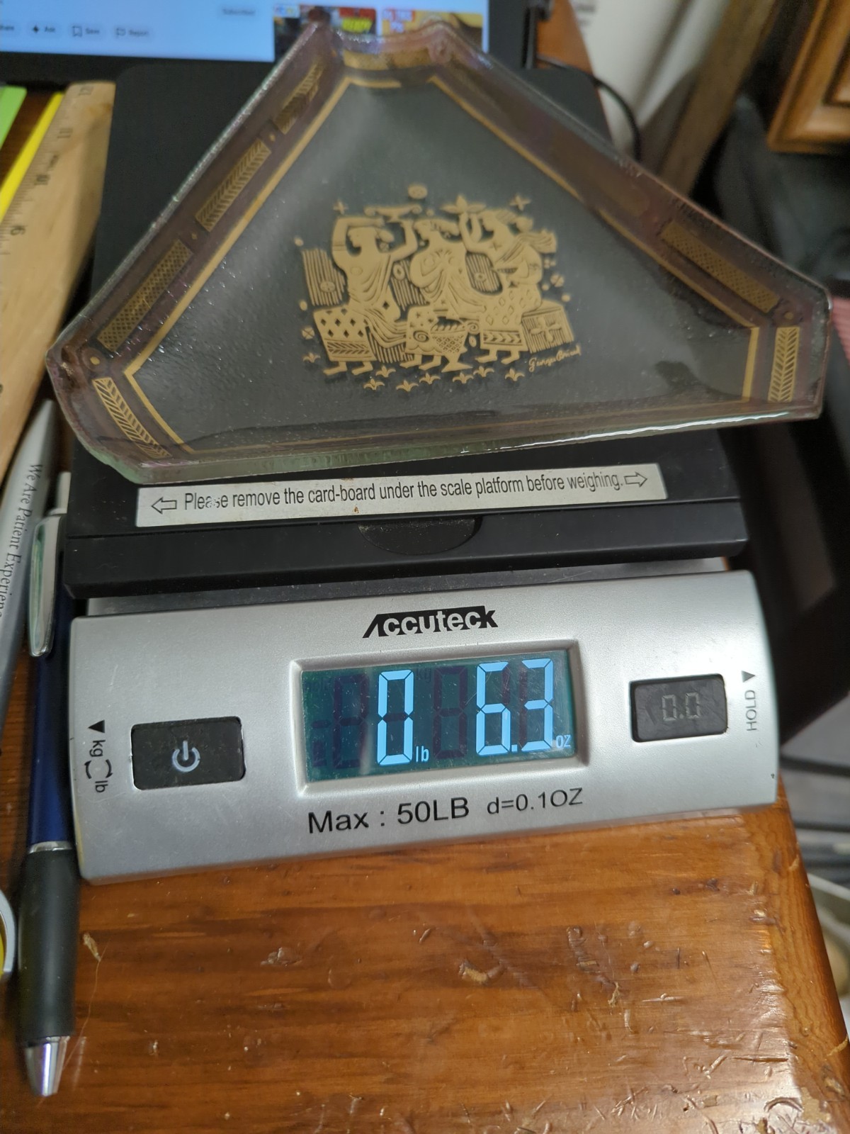 Vintage Georges Briard Triangular Glass Dish Olympia Pattern MID CENTURY HTF 7"