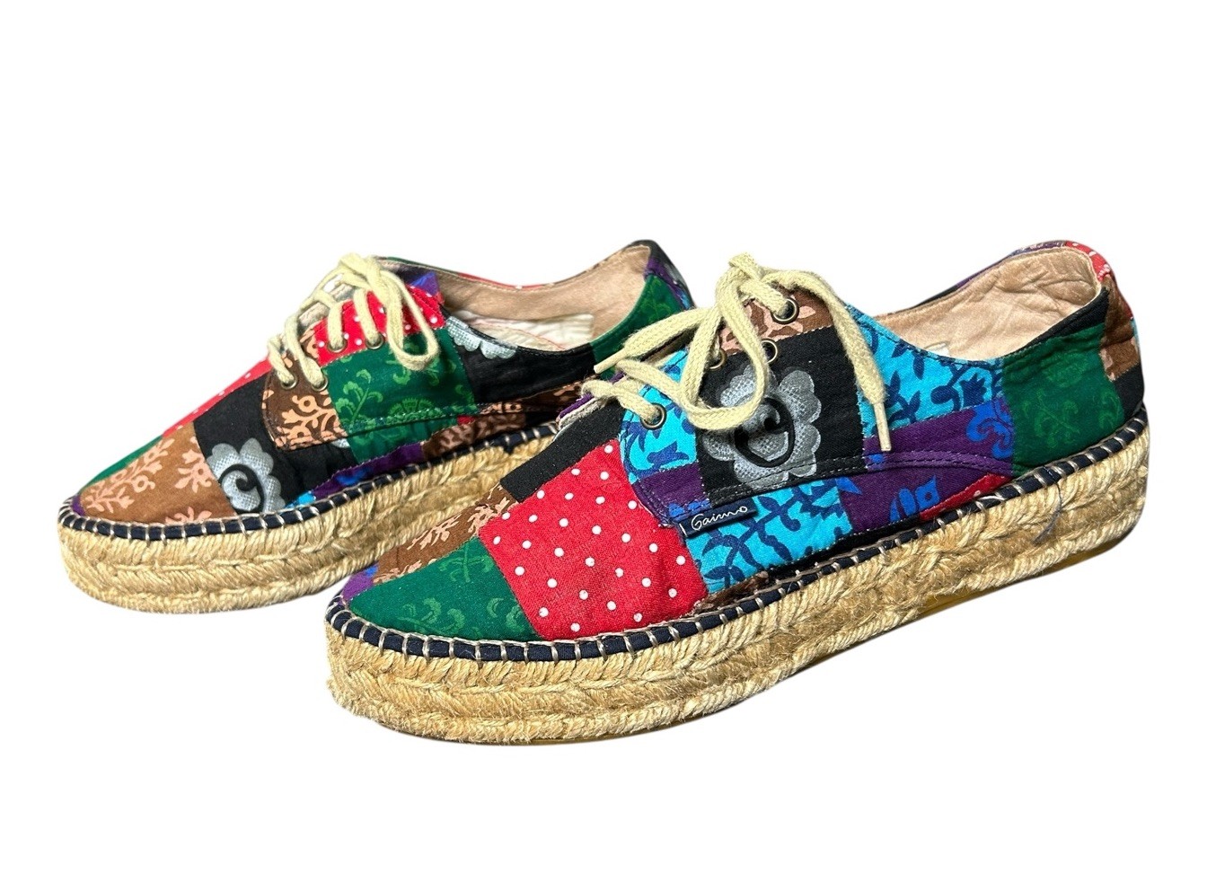 Gaimo Patchwork Espadrilles Platform Wedge Lace U… - image 1