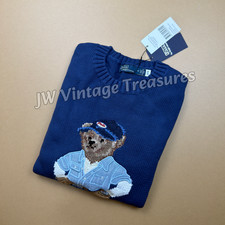 POLO PALPH LAUREN Polo Bear Knit Crewneck Sweater Navy Men Extra Large