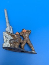 VINTAGE BARCLAY MANOIL LEAD WWII ARTILLERY TEAM W/ANTI-AIRCRAFT LARGE CANNON 1