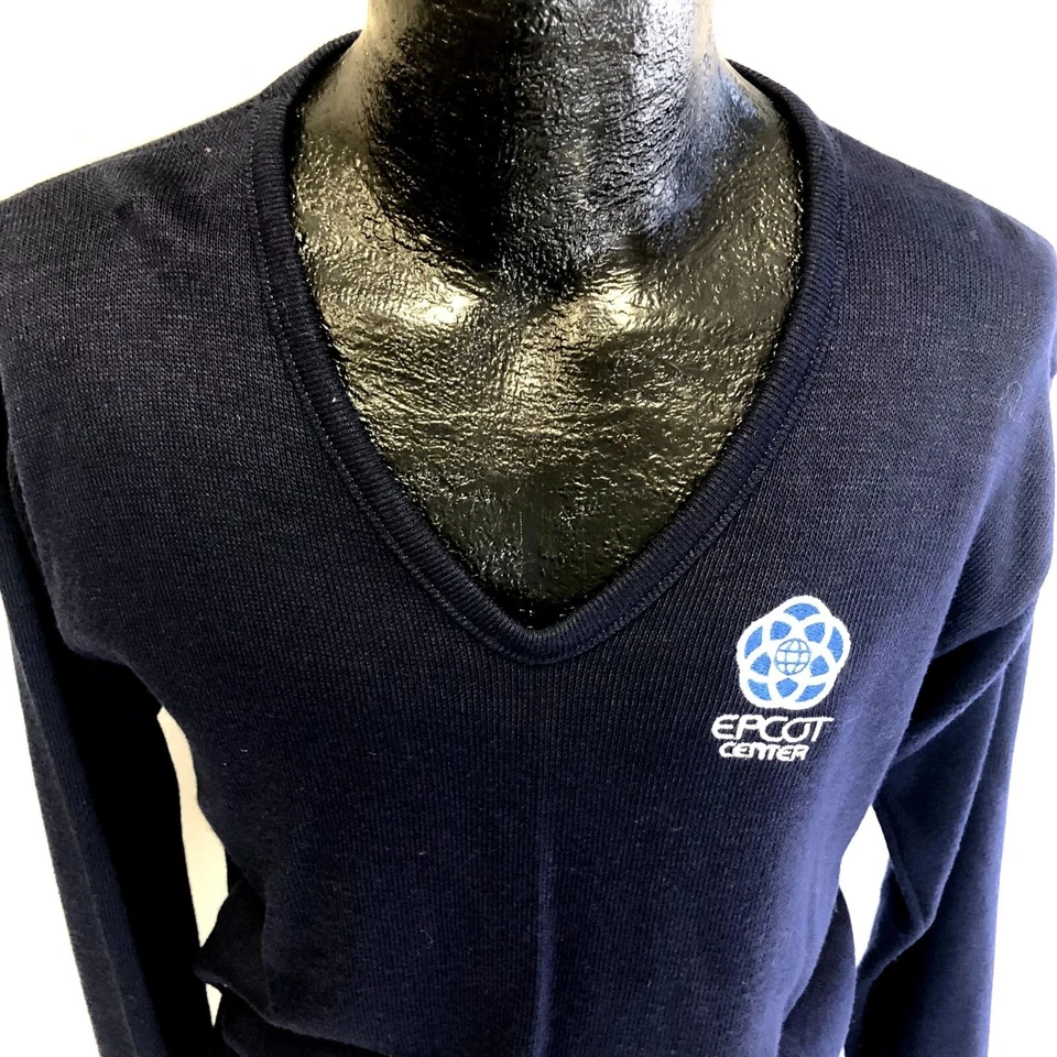 RARO NOS Nuevo De Colección Años 60 Artex EPCOT Centro CIUDAD UTÓPICA Walt Disney Cuello en V Suéter Foto 4 de 4