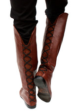 Immagini Vintage 80er Stiefel Leder Overknee Größe 39,5 Cognac Echtleder #S7-8#