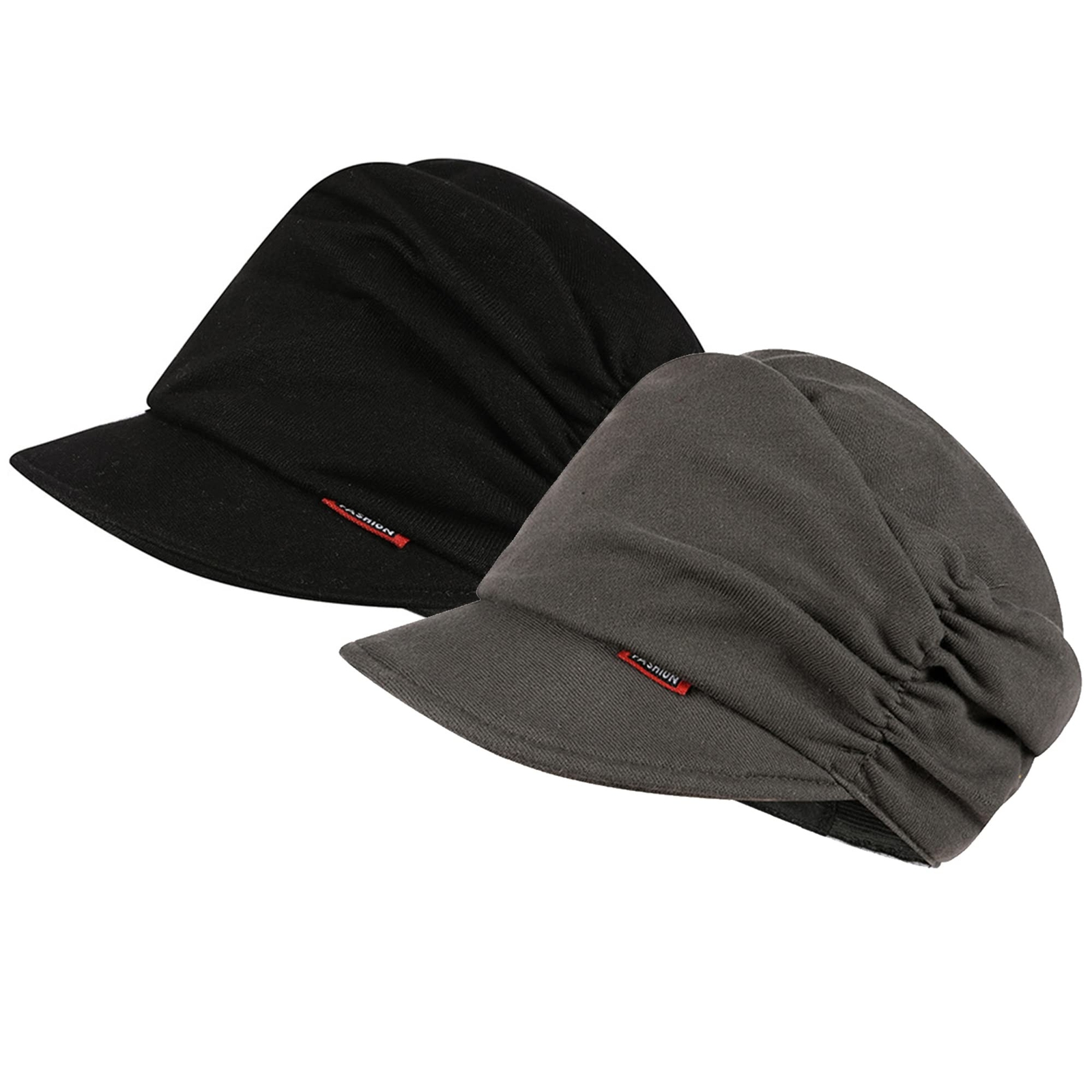 INOGIH 2 Pieces Chemo-Headwear Women Cancer-Hat Cotton Visor-Newsboy Beanie