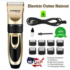 Professional Rechargeable Electric Men Hair Clippers Trimmer Barber Haircut kit 