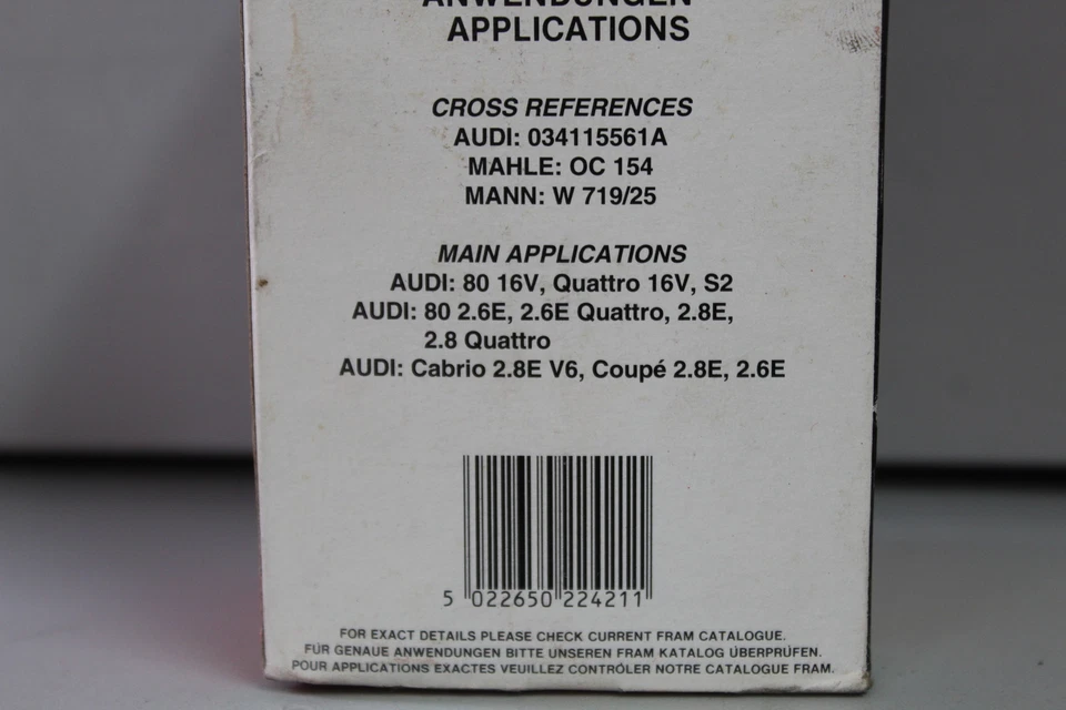 FILTRO OLIO PER AUDI 80 QUATTRO 16V S2 2.6 QUATTRO 2.8 CABRIO PH5552 Foto 4 de 4