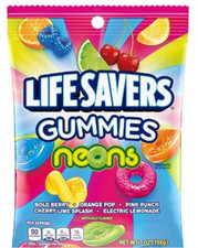 NEW  Lifesavers Gummies Neons Flavor Mix, 7 Ounce Bag 1-Bag 07/2024 