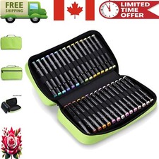 60 Slots Marker Carrying Case - Premium Canvas Lipstick Organizer in Green