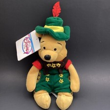 Disney Store Winnie The Pooh Octoberfest 8" Stuffed Bear Beanbag Hat Lederhosen