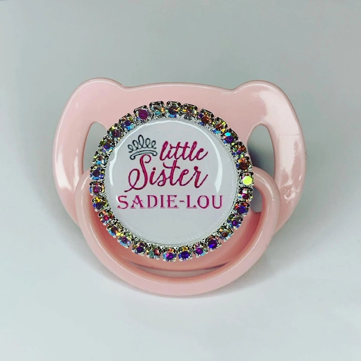 Girls Personalised Pink Dummy Bling Designer Romany Gypsy Baby