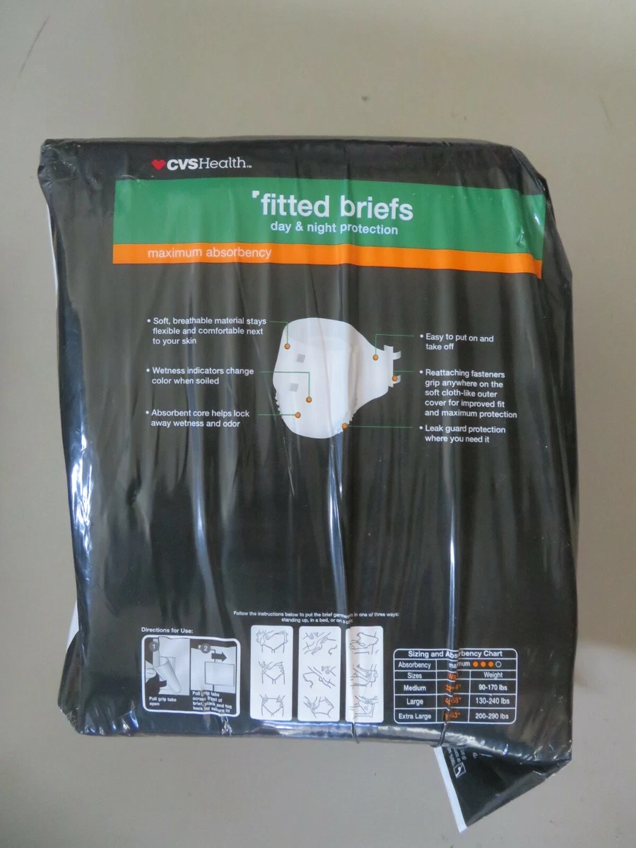 CVS Health Fitted Briefs Maximum Absorbency 20 Unisex Medium Fits Waist  32"-44" | eBay