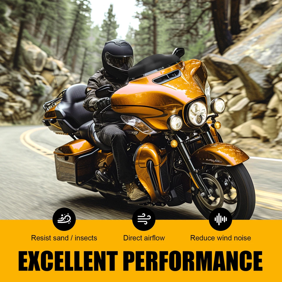 Parabrisas ondulado de 7" negro para Harley Touring CVO TRI Glide 2014-2024 Foto 4 de 4