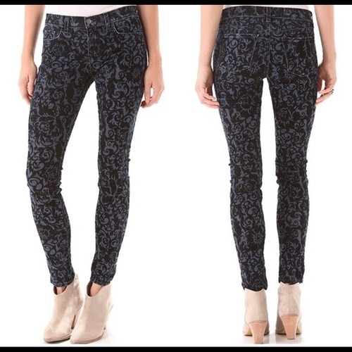 J Brand Mid-Rise Velvet Brocade Skinny 