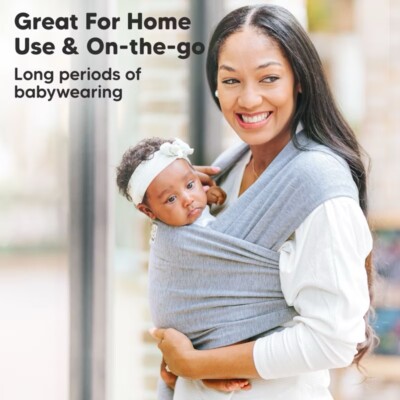 Baby Wraps Carrier, Stretchy Infant Carrier For Newborn & Toddlers (Grey)