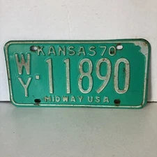 1970 Kansas License Plate 11890 Wyandotte County WY Collector Man Cave Garage