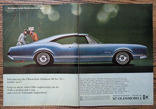 1967 Oldsmobile Delmont 88 Blue Coupe Toronado Styling Original Color Print Ad
