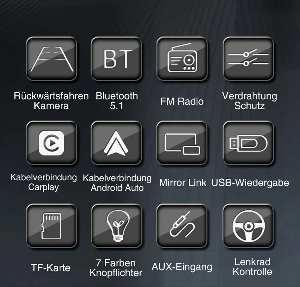 Doppel 2 DIN Autoradio 7 Zoll Carplay Android Auto Bluetooth USB AUX TF Kamera - Bild 4 von 4