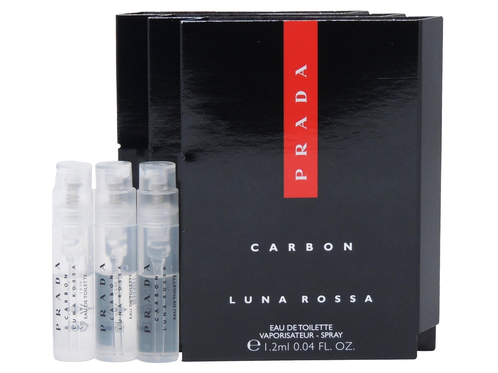 PRADA LUNA ROSSA CARBON EDT 1.2ml .04fl oz x 3 COLOGNE SPRAY SAMPLE VIALS