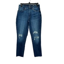 Old Navy Women's Jeans High-Rise Curvy O.G Straight Buttonfly Distressed Denim 4