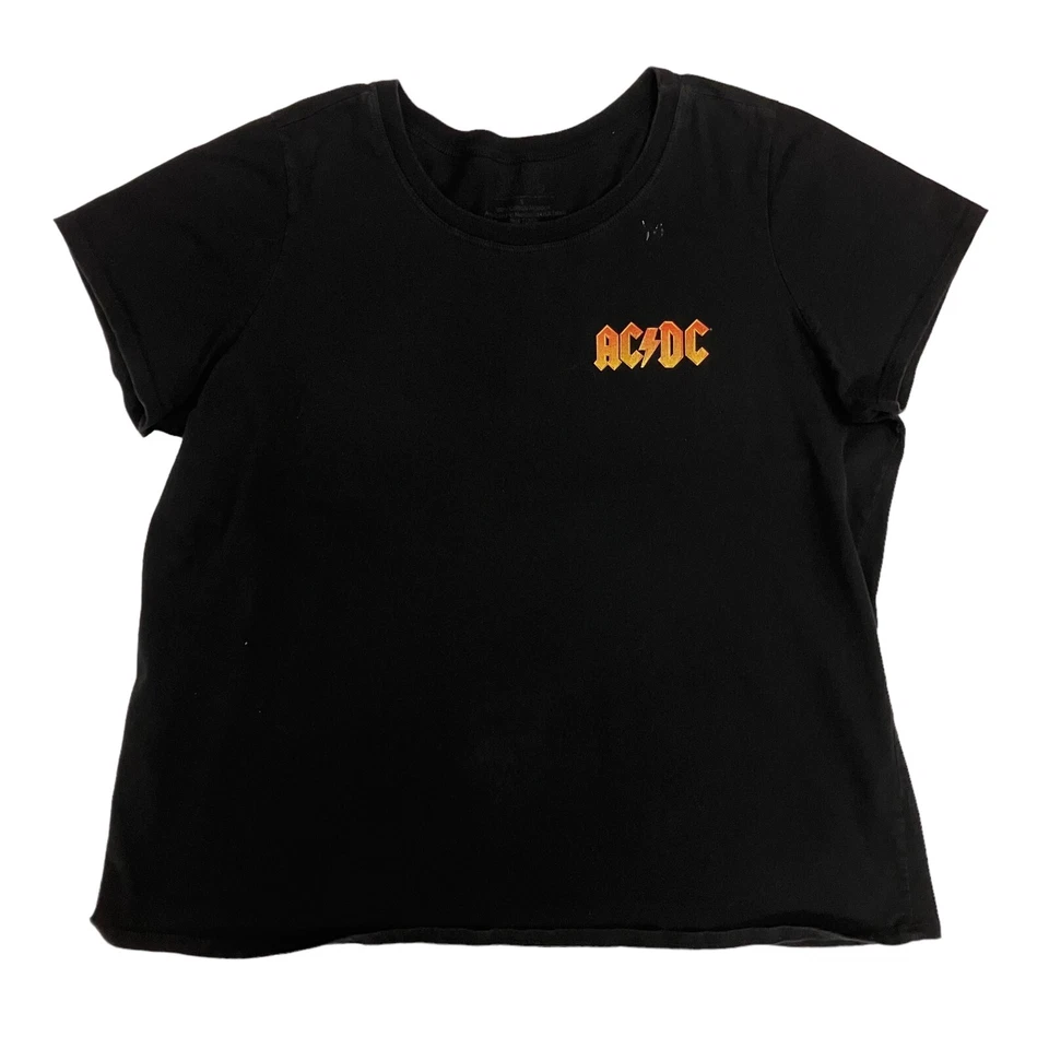 AC/DC T-Shirt Back in Black Logo Womens 2XL Cotton Short Sleeve Rock Band Music
