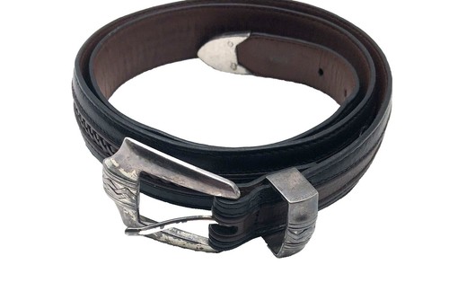 Western Calf Hair-on-Hide Leather Belt Blue Crystal Cowgirl  display picture 3