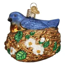 Old World Christmas BIRD IN NEST (16130) Glass Ornament w/ OWC Box