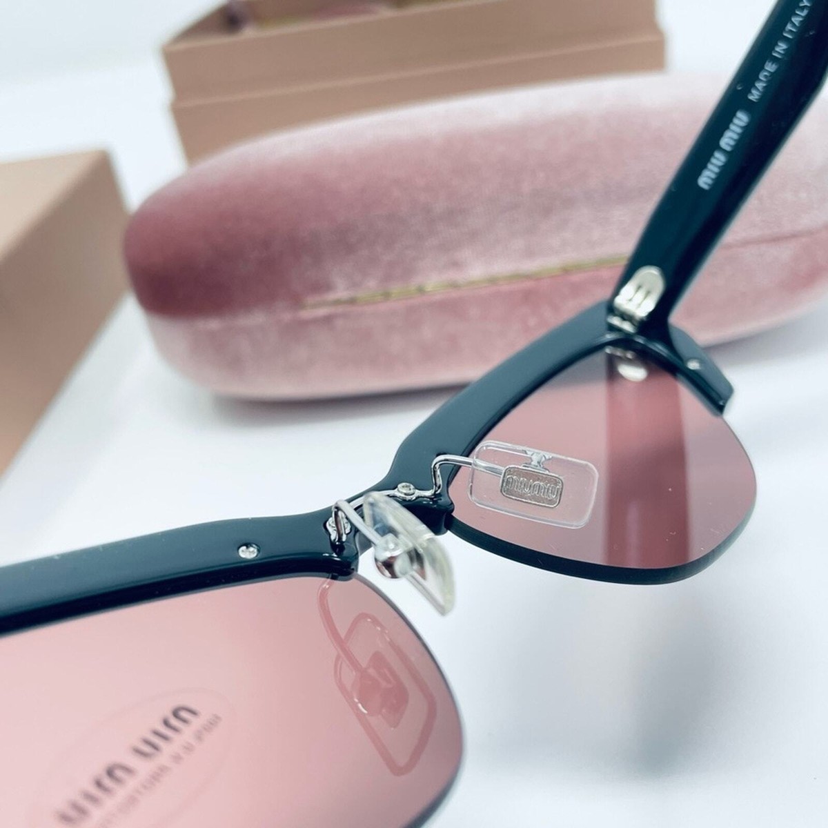 Miu Miu 59mm Semi Rimless Cat Eye Sunglasses goth BLACK DARK