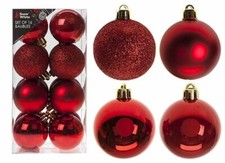 Christmas Tree Ornaments Hanging Baubles Star,Heart,Drops,Bows Xmas Decor- Red