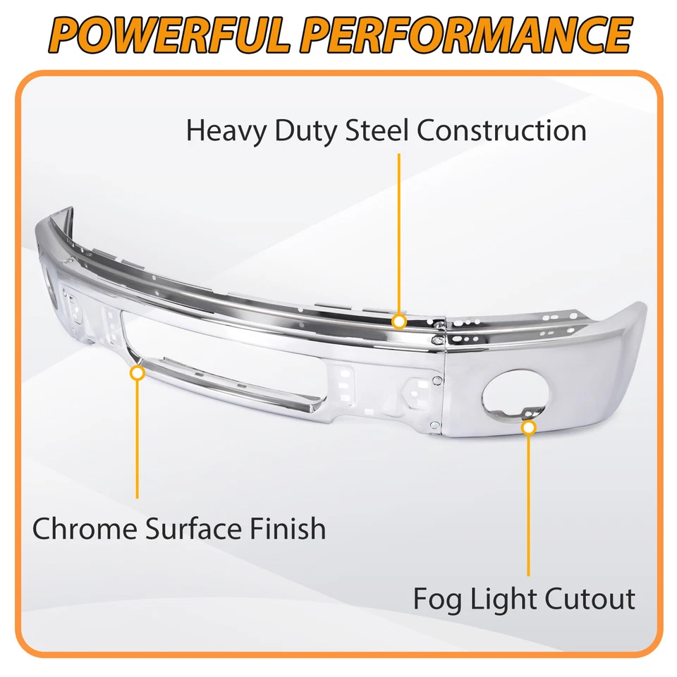 Nueva barra frontal de parachoques cromada con orificio de luz antiniebla apta para Ford F150 2009-2014 Foto 2 de 4