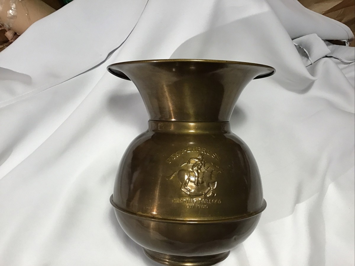 pony express chewing tobacco history Vintage Pony Express Brass Copper Chewing Tobacco Cut Plug Spittoon