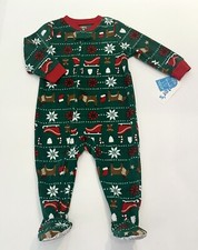 Carters Baby Boy Christmas Footed Pajamas 18 Months Fleece Zip Sleep N Play New