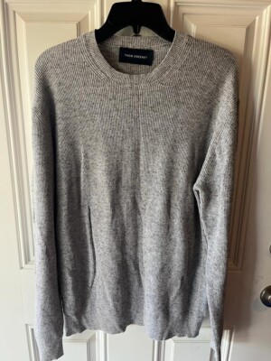 Thom Sweeney Cotton Linen Crew Neck Sweater Mens XL Gray Long Sleeve New