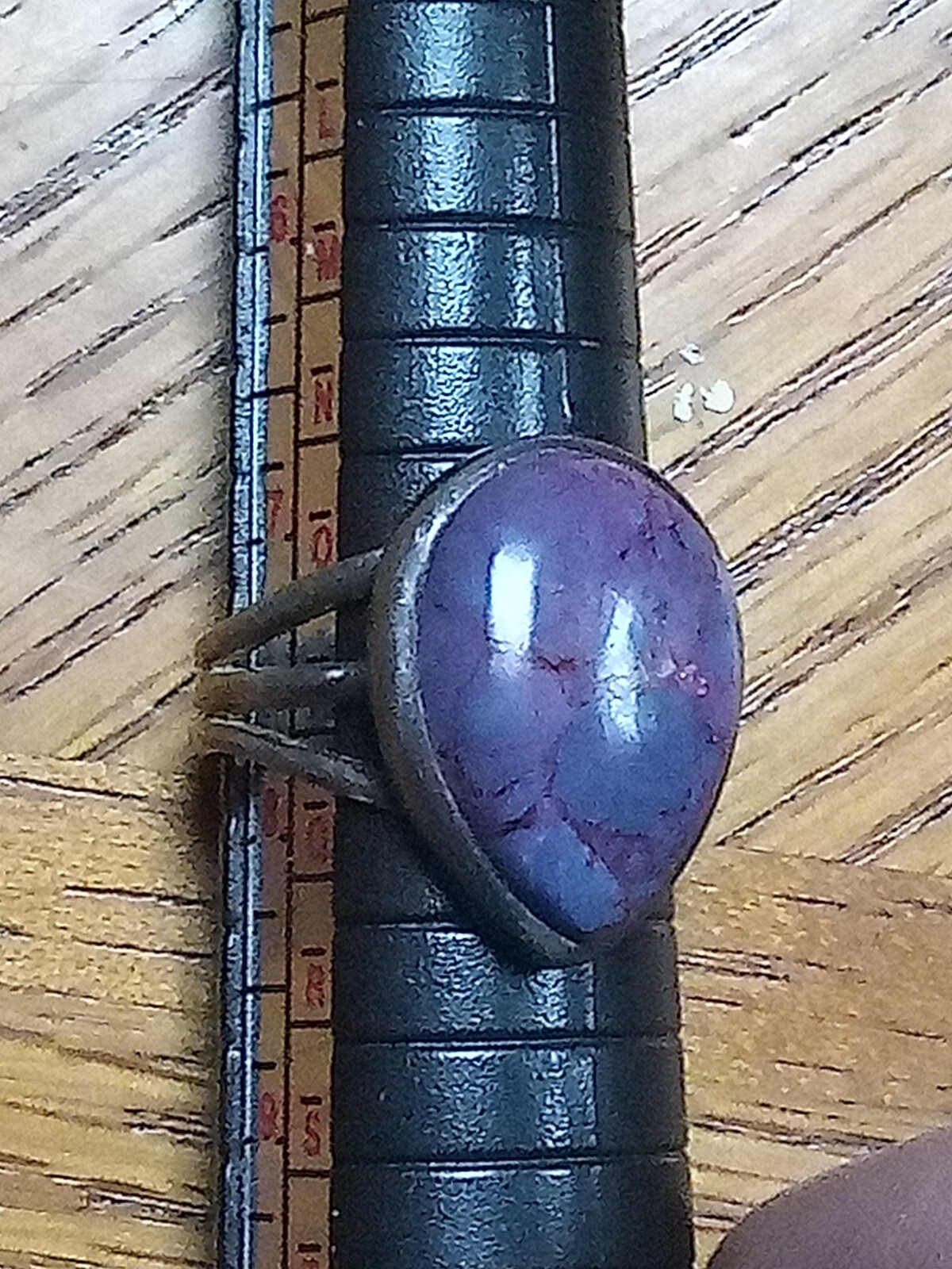 925 Solid Silver Ring With Big Teardrop Purple-Pi… - image 3