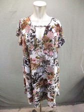 Vibe Sportswear Size 1X Womens Multicolor Floral Short Sleeve Shift Dress 896