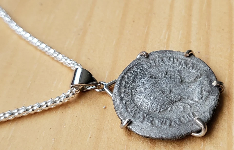 Antiguo Imperio Romano Emperador Gordiano Moneda Plata 925 Collar con Certificado de Autenticidad Foto 4 de 4