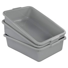 3 PCS Plastic Bus Tub 13 L Utility Bus Box Dish Pan Grey Storage Kitchen Bin