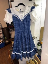 Vintage JERI BEE Square Dance Dress BLUE Lace Rockabilly Western Prairie Size 10
