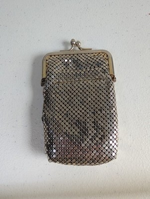 Vintage Whiting & Davis Silver Tone Metal Mesh Coin Purse Vanity Bag Made in USA