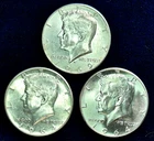 Silver Kennedy Half Dollar Lot - (2) 1964 90% Silver & (1) 1964-D 40% Silver 50C