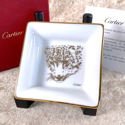 Cartier Mini Change Tray Ashtray Panthere Face Porcelain VIP Gift Item with Box