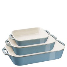 Set 3 Pirofile Rettangolari Staub, colori vari | Ceramica Forno Impilabile