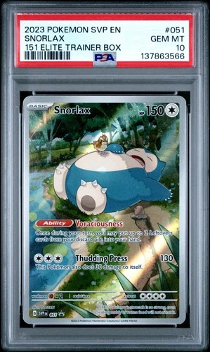 2023 Pokemon Black Star Promo Snorlax #051 GEM MT PSA 10 151 Elite Trainer Box