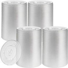 200 Pcs Clear Flat Cup Lids PET Plastic Lids Disposable Transparent Cup Lids ...