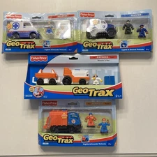 SET of 4 Fisher Price GeoTrax System Stinkiest Trusted Helpful Express Teams NEW