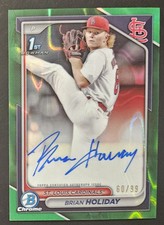 2024 Bowman Chrome 1st Green Lava 60/99 Brian Holiday On Card Autograph 
