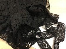 JOB LOT 80 Mtrs Black Flower Design 40mm Wide Lace Craft Trimming (ML27) LOOSE