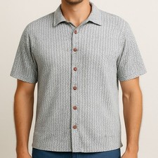 Vintage Michael Taylor Zigzag Polo Shirt 2X Button Up Knit Mexico 90s