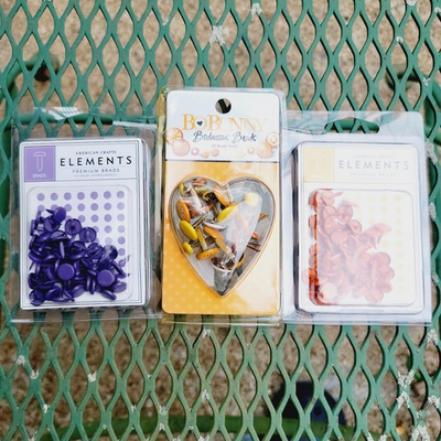 #ad #ad Lot 3 Packs Premium Brads Purple Orange American Crafts Bo Bunny 124 Total Brads $6.99
