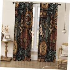 Boho Flower Blackout Curtains for 52"W x 84"L Pack of 2 A3 - Flowerd1
