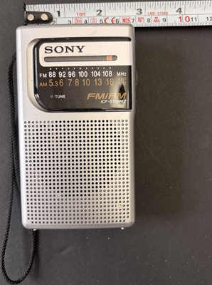Sony ICF-S10MK2 Pocket AM/FM Radio Silver Headphone Jack Telescopic Antenna